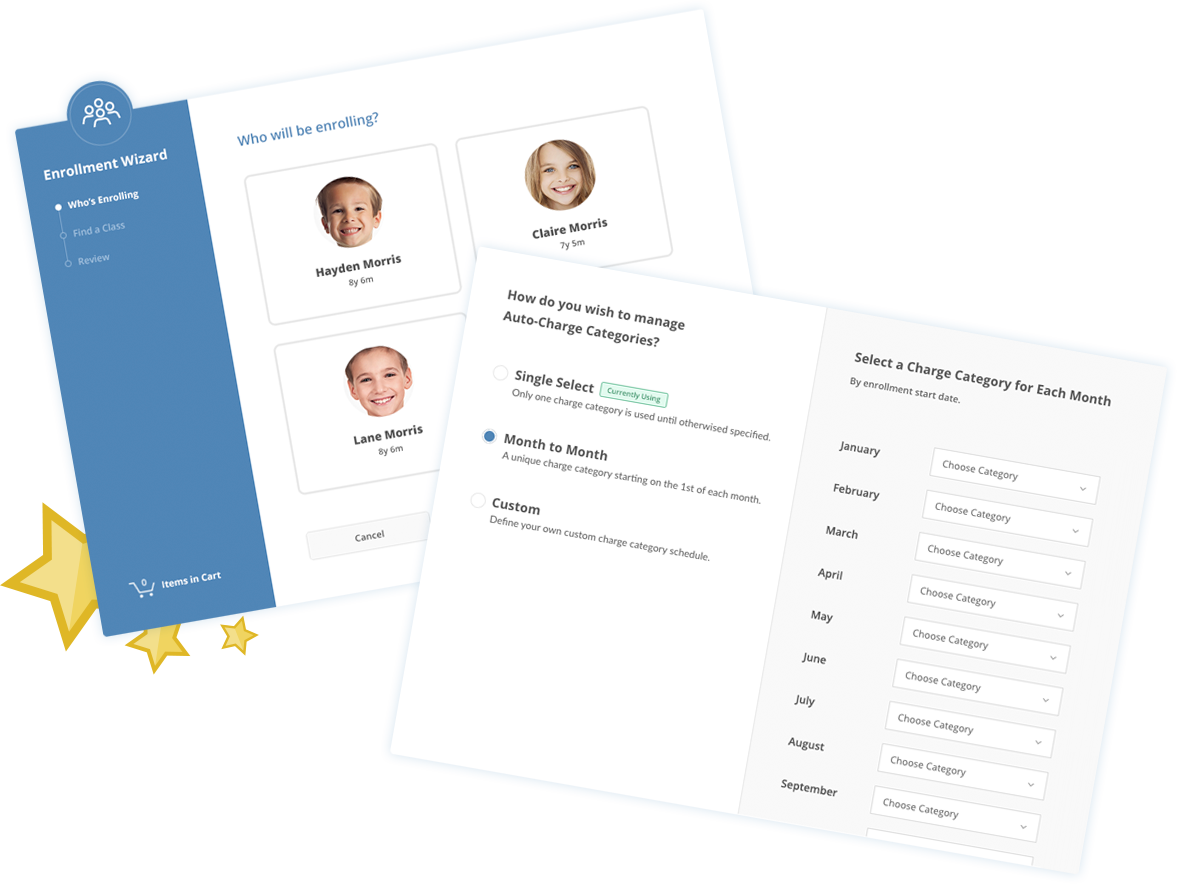 iClassPro Enrollment Wizard Header Screens